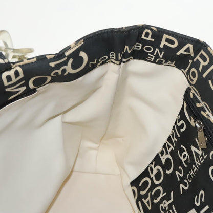 CHANEL Chain Bycy Tote Bag Canvas Plastic Black Clear Silver CC am7247