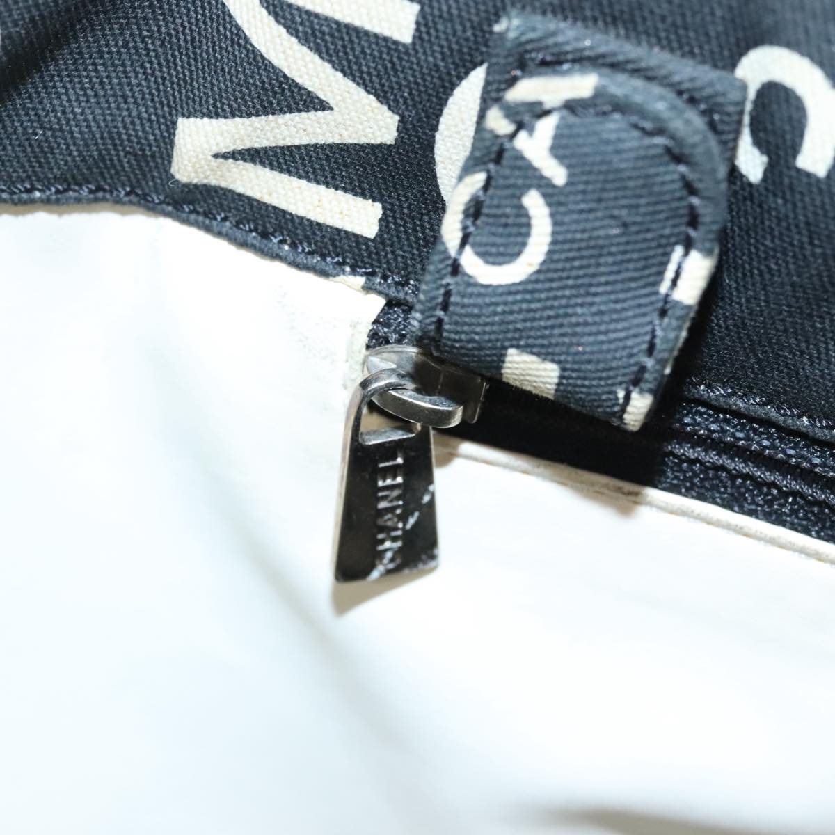 CHANEL Chain Bycy Tote Bag Canvas Plastic Black Clear Silver CC am7247