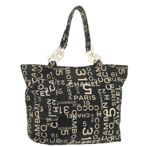 CHANEL Chain Bycy Tote Bag Canvas Plastic Black Clear Silver CC am7247