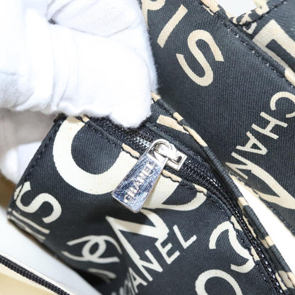 CHANEL Chain Bycy Tote Bag Canvas Plastic Black Clear Silver CC am7247