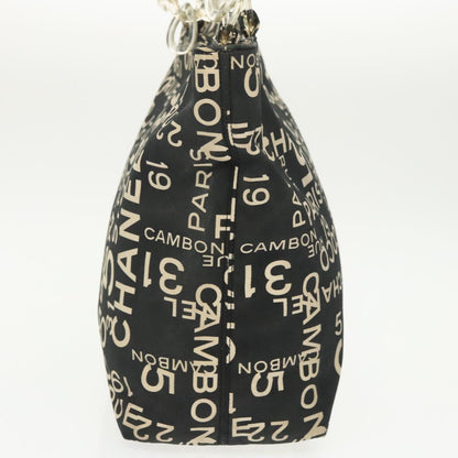 CHANEL Chain Bycy Tote Bag Canvas Plastic Black Clear Silver CC am7247