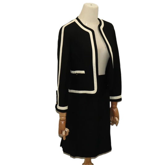CHANEL Setup Skirt Jacket Cotton 34 Black White CC am7406