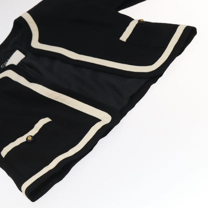 CHANEL Setup Skirt Jacket Cotton 34 Black White CC am7406