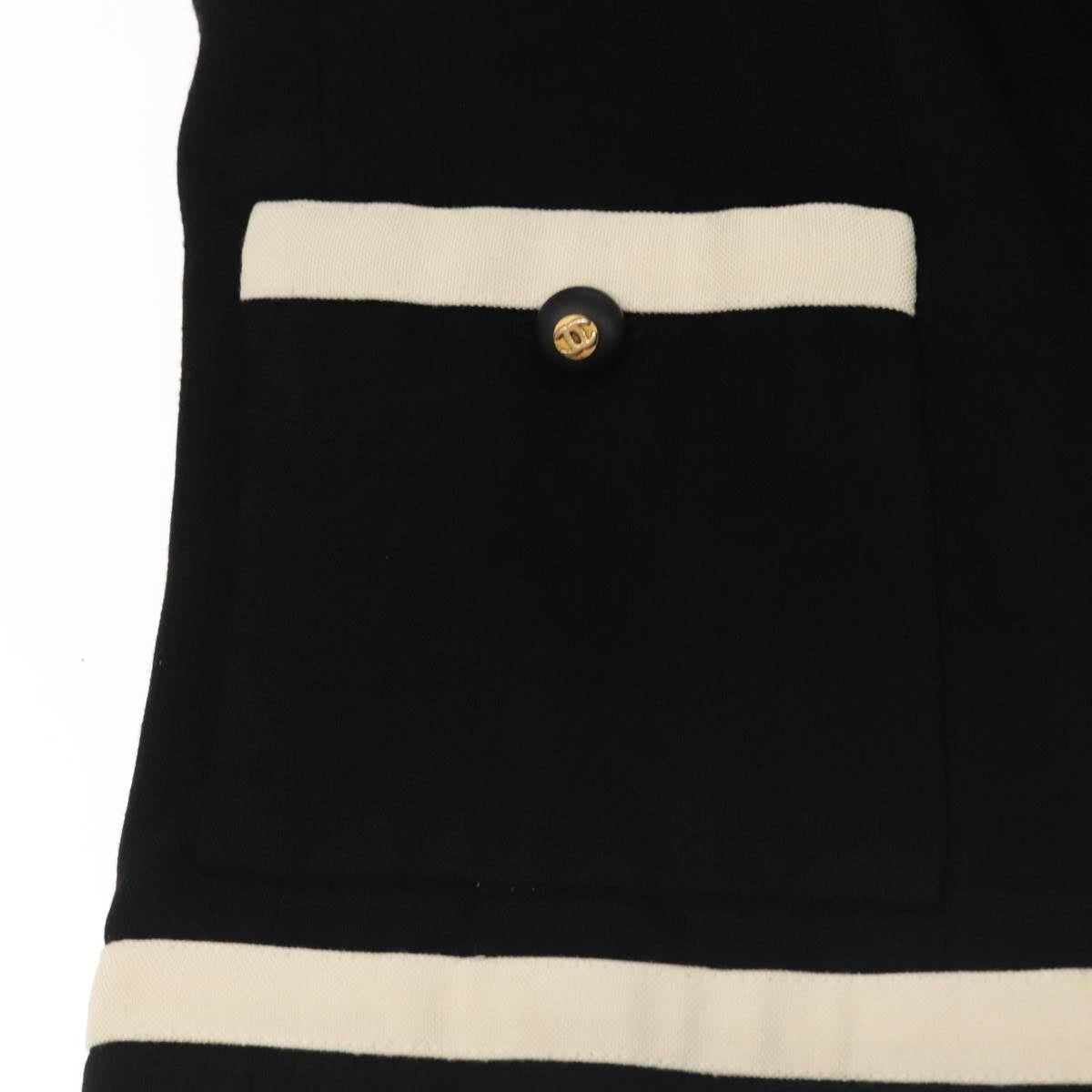 CHANEL Setup Skirt Jacket Cotton 34 Black White CC am7406