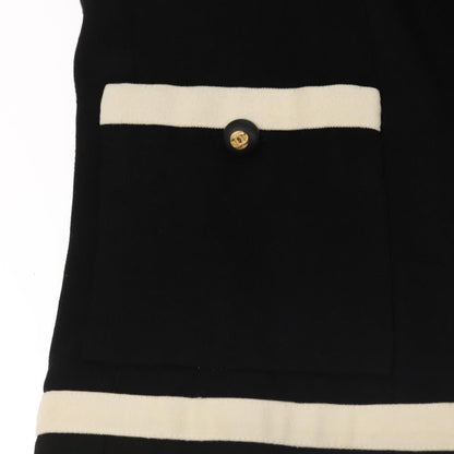 CHANEL Setup Skirt Jacket Cotton 34 Black White CC am7406