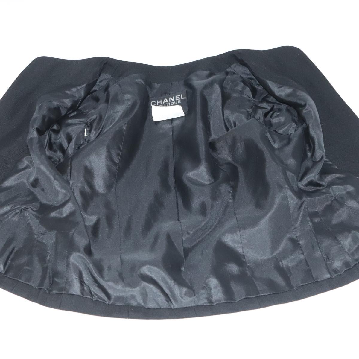 CHANEL Setup Skirt Jacket Cotton 34 Black White CC am7406