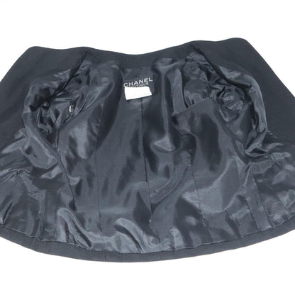 CHANEL Setup Skirt Jacket Cotton 34 Black White CC am7406