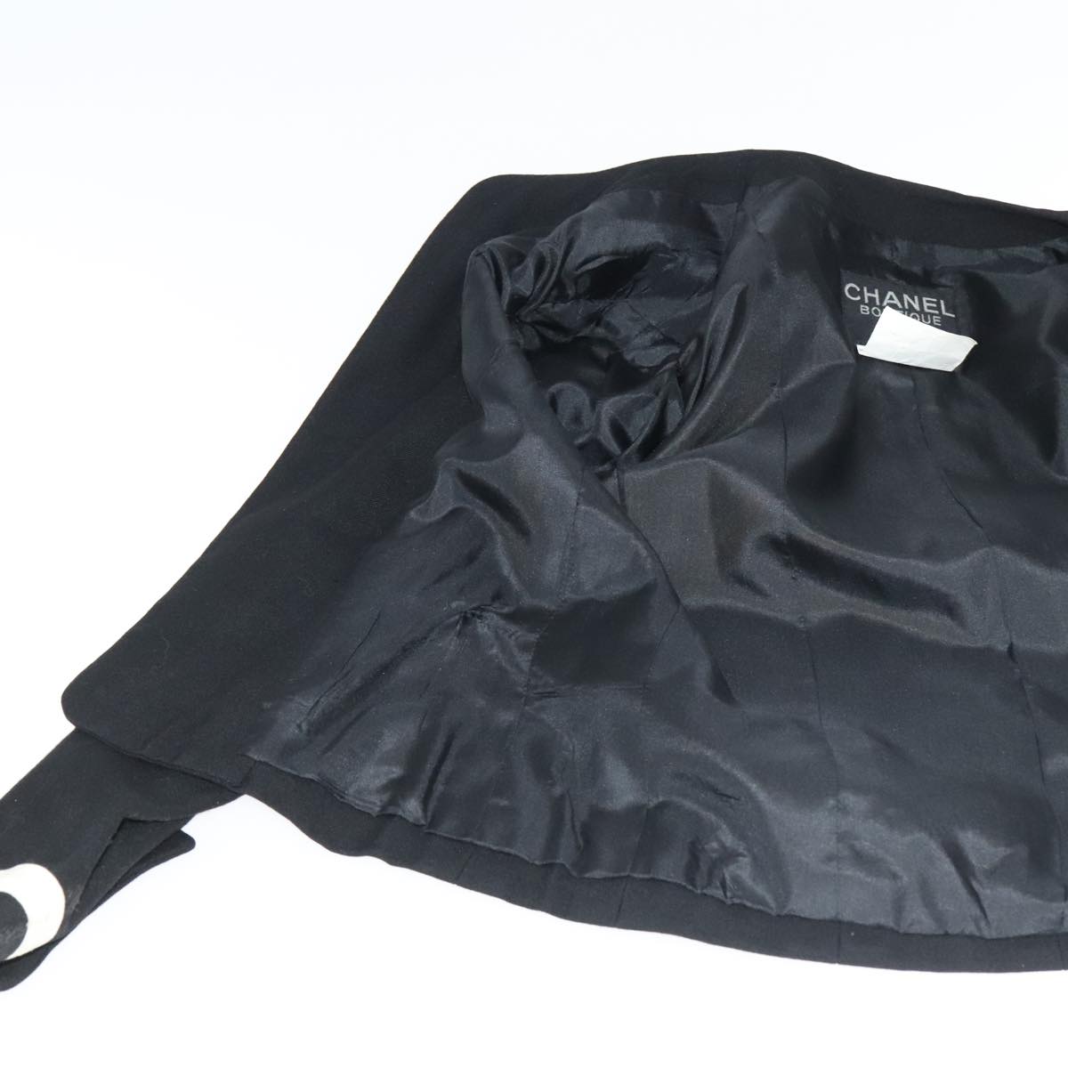 CHANEL Setup Skirt Jacket Cotton 34 Black White CC am7406