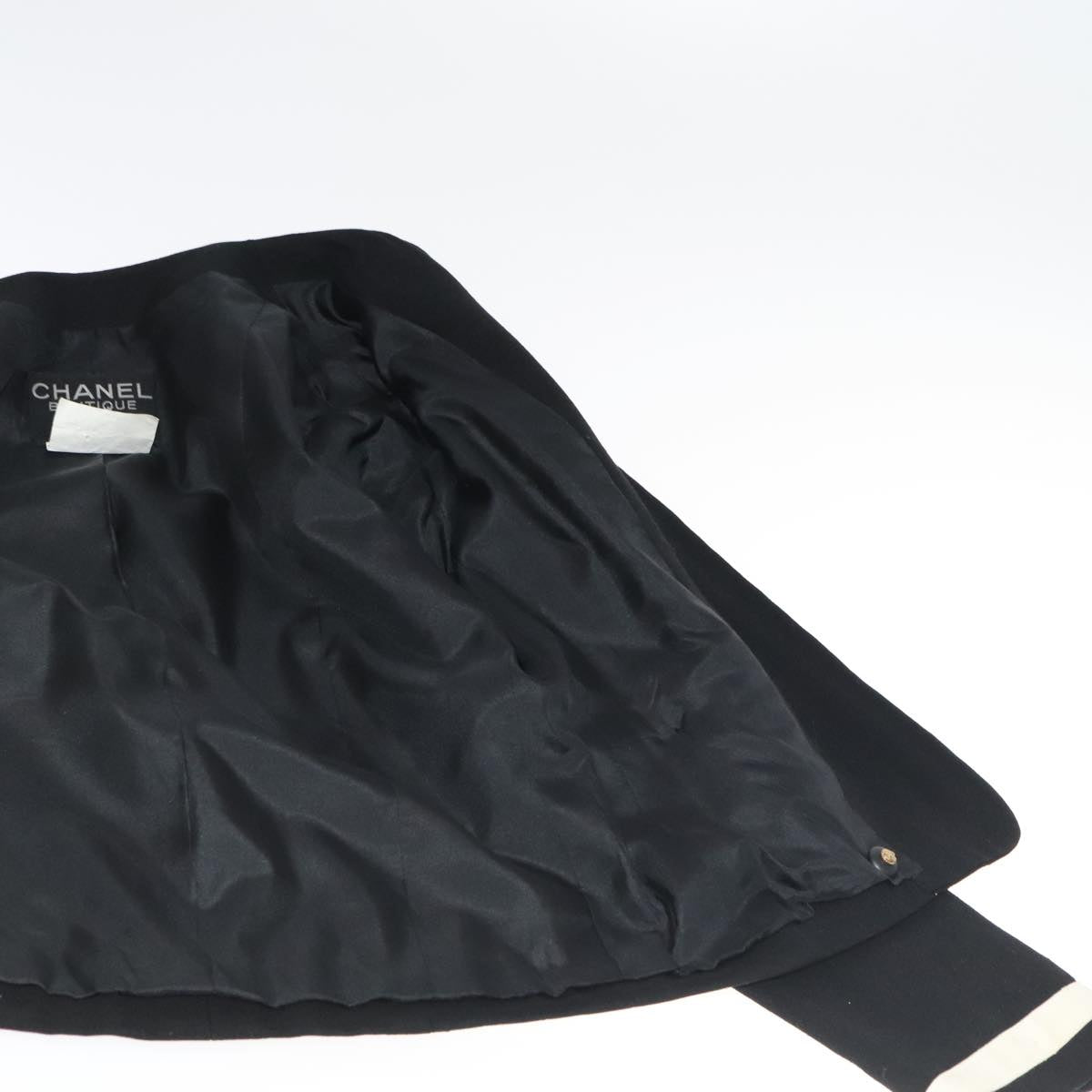 CHANEL Setup Skirt Jacket Cotton 34 Black White CC am7406