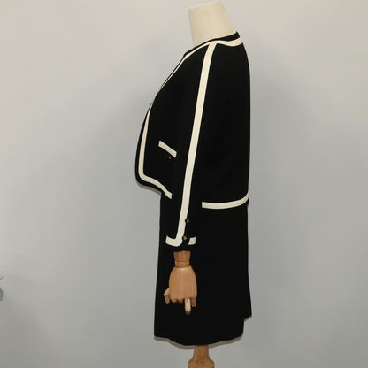 CHANEL Setup Skirt Jacket Cotton 34 Black White CC am7406
