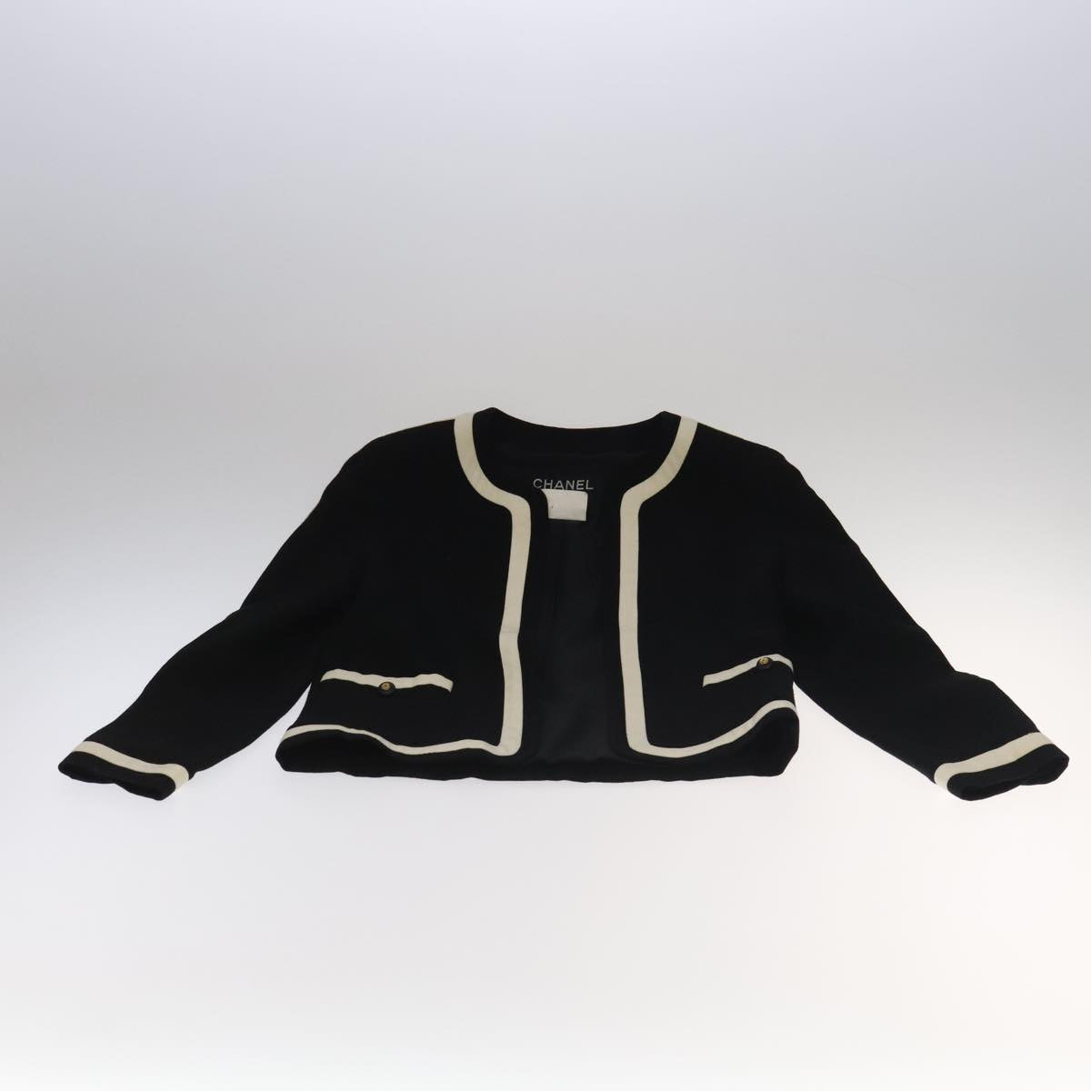 CHANEL Setup Skirt Jacket Cotton 34 Black White CC am7406
