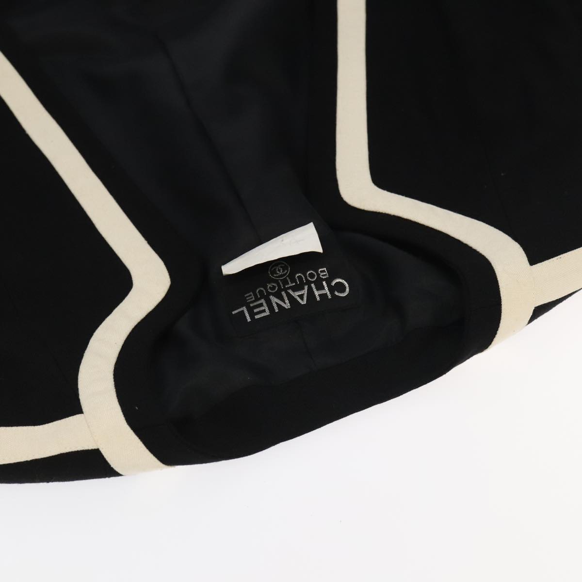 CHANEL Setup Skirt Jacket Cotton 34 Black White CC am7406