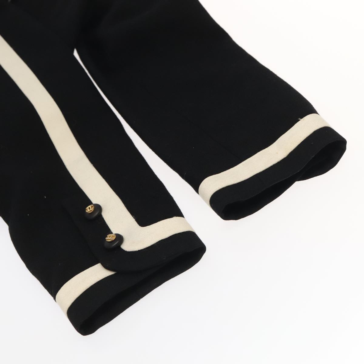 CHANEL Setup Skirt Jacket Cotton 34 Black White CC am7406