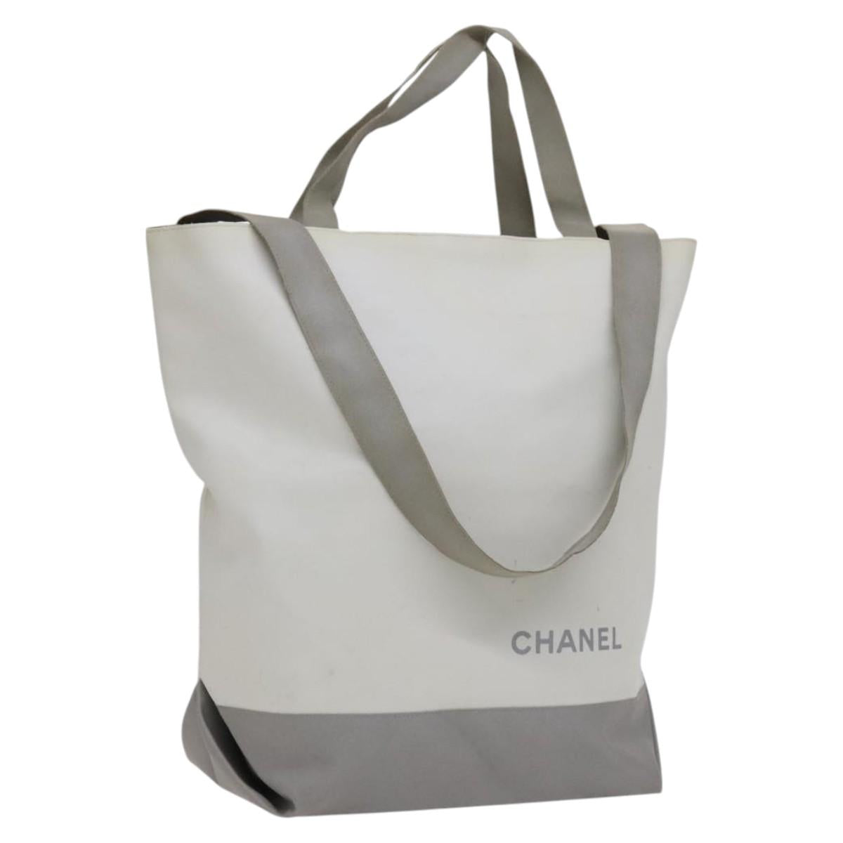 CHANEL Tote Bag Vinyl White CC am7602