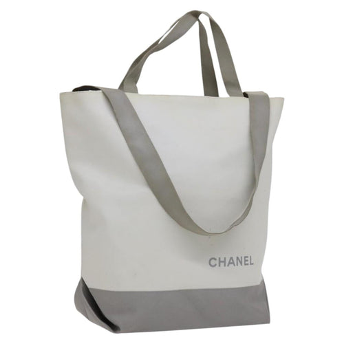CHANEL Tote Bag Vinyl White CC am7602