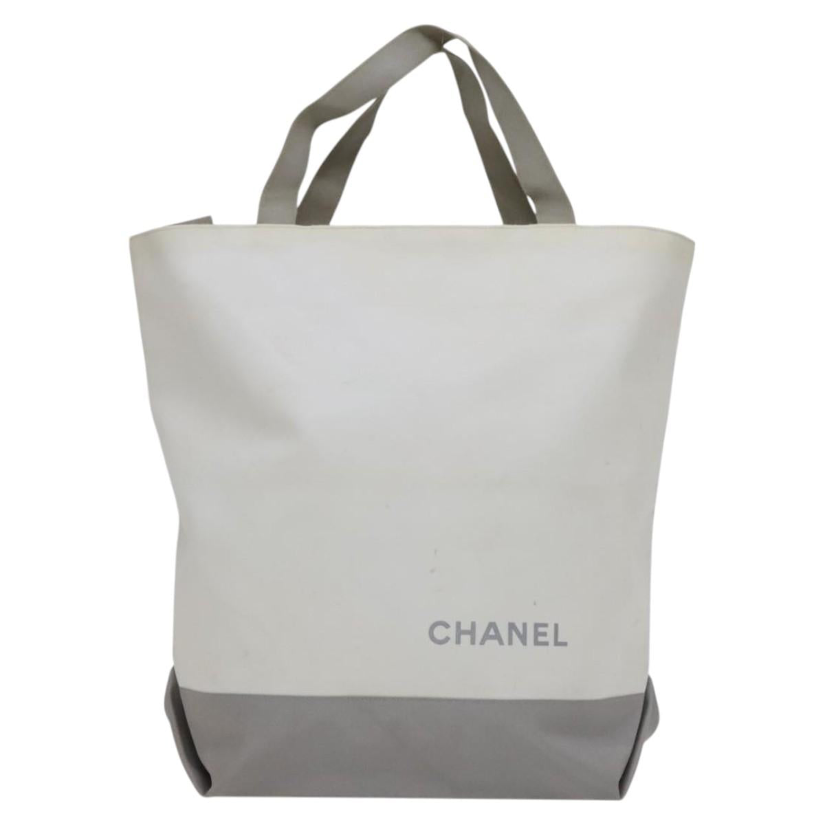 CHANEL Tote Bag Vinyl White CC am7602
