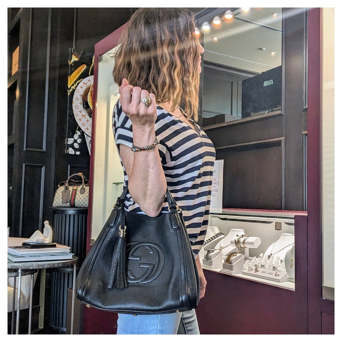 Gucci Black Pebbled Calfskin Small Soho Hobo