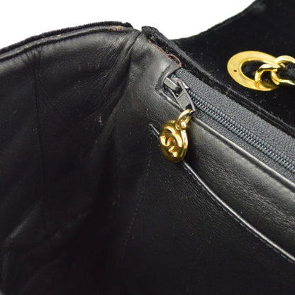 CHANEL 1991-1994 Black Velvet Chevron Classic Flap Maxi