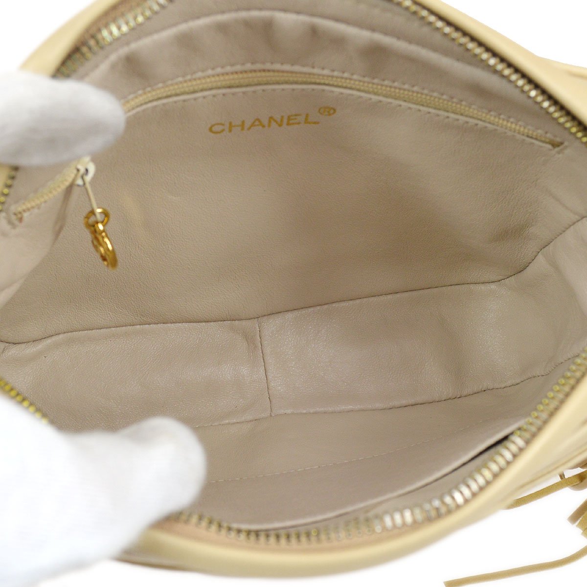CHANEL 1994-1996 Triple CC Camera Bag Small Beige Lambskin
