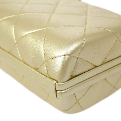 CHANEL 1996-1997 Gold Lambskin Faux Tortoiseshell Kisslock Evening Bag