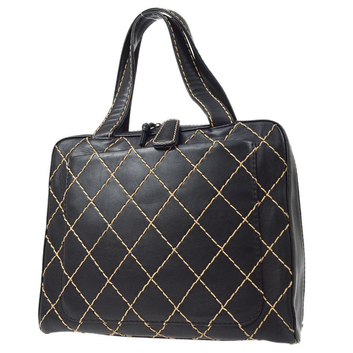 CHANEL 2000-2001 Black Calfskin Wild Stitch Handbag