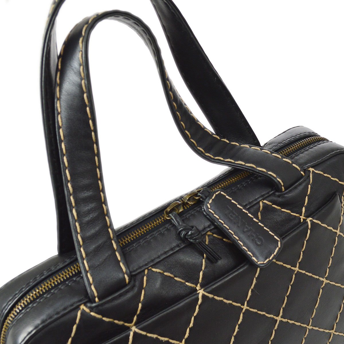 CHANEL 2000-2001 Black Calfskin Wild Stitch Handbag