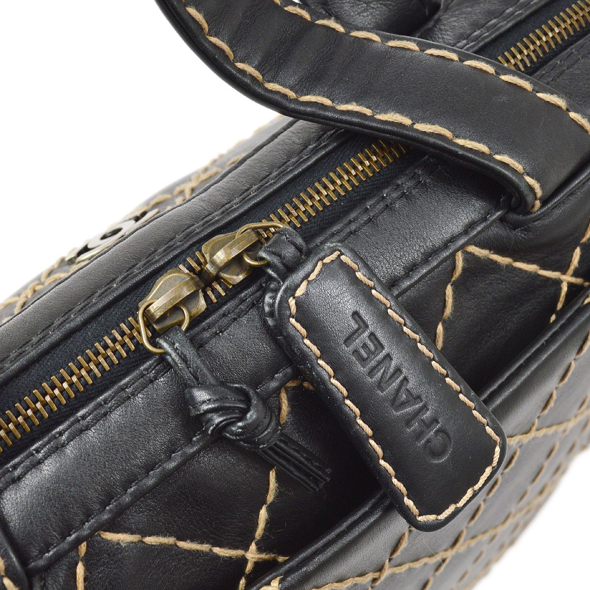 CHANEL 2000-2001 Black Calfskin Wild Stitch Handbag
