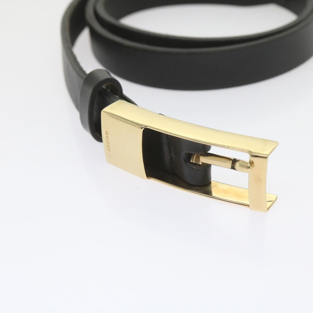 GUCCI Belt Leather 35.4""-37.4"" Black  ar10497