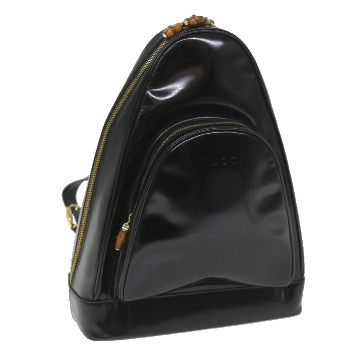 GUCCI Bamboo Shoulder Bag Patent leather Black 003 3444 0027  ar10549B