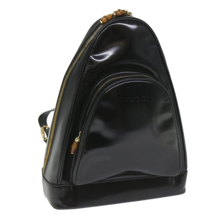 GUCCI Bamboo Shoulder Bag Patent leather Black 003 3444 0027  ar10549B