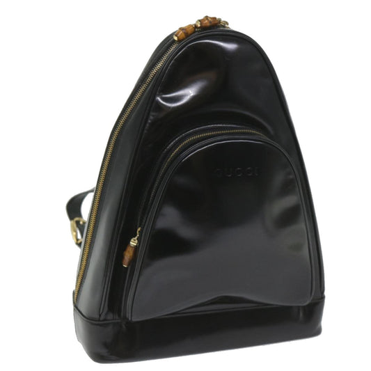 GUCCI Bamboo Shoulder Bag Patent leather Black 003 3444 0027  ar10549B