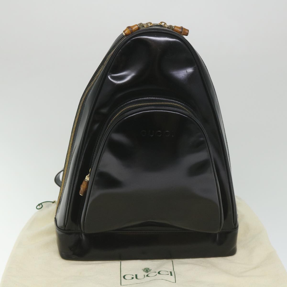 GUCCI Bamboo Shoulder Bag Patent leather Black 003 3444 0027  ar10549B