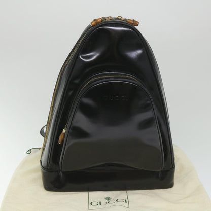 GUCCI Bamboo Shoulder Bag Patent leather Black 003 3444 0027  ar10549B