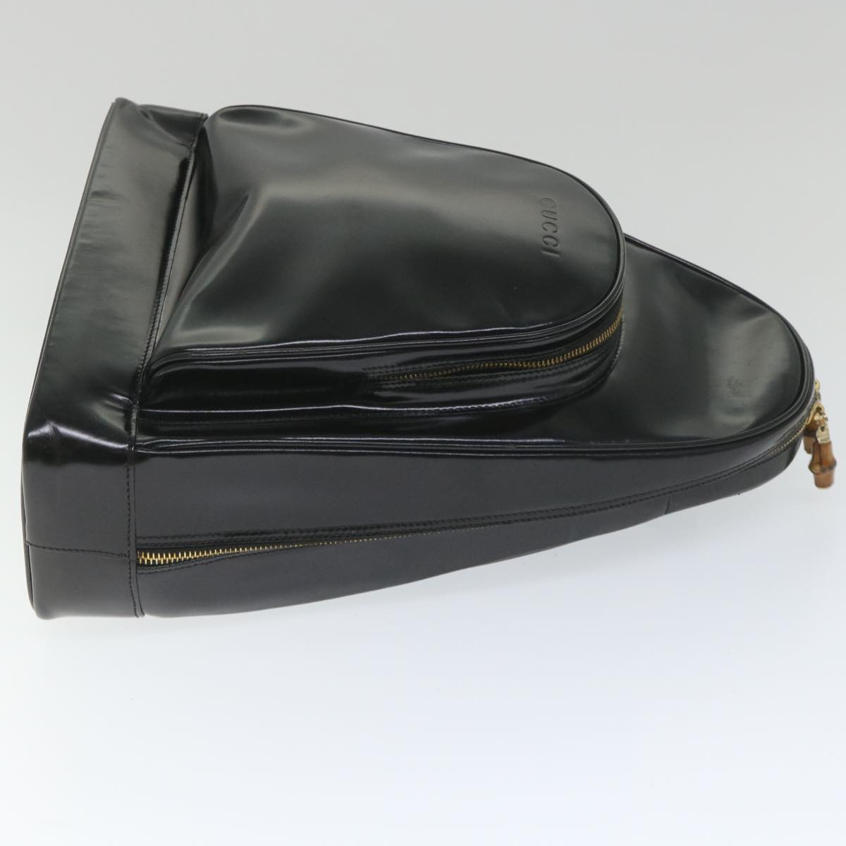 GUCCI Bamboo Shoulder Bag Patent leather Black 003 3444 0027  ar10549B