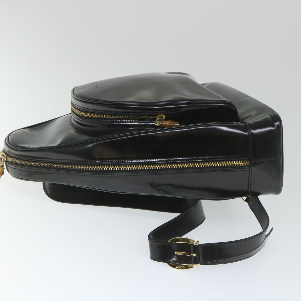 GUCCI Bamboo Shoulder Bag Patent leather Black 003 3444 0027  ar10549B