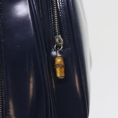 GUCCI Bamboo Body Bag Patent leather Navy  ar10595B