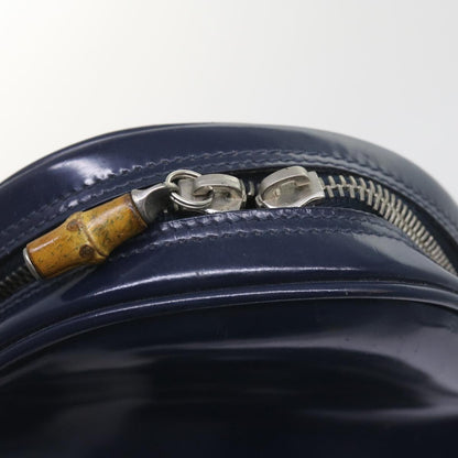 GUCCI Bamboo Body Bag Patent leather Navy  ar10595B