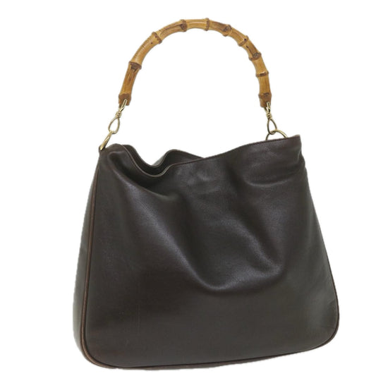 GUCCI Bamboo Shoulder Bag Leather Brown  ar10677