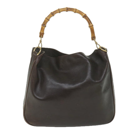 GUCCI Bamboo Shoulder Bag Leather Brown  ar10677