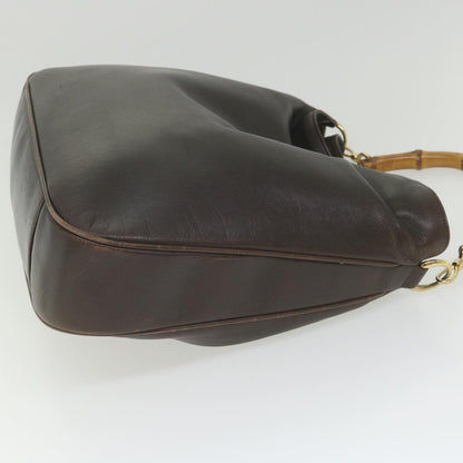 GUCCI Bamboo Shoulder Bag Leather Brown  ar10677