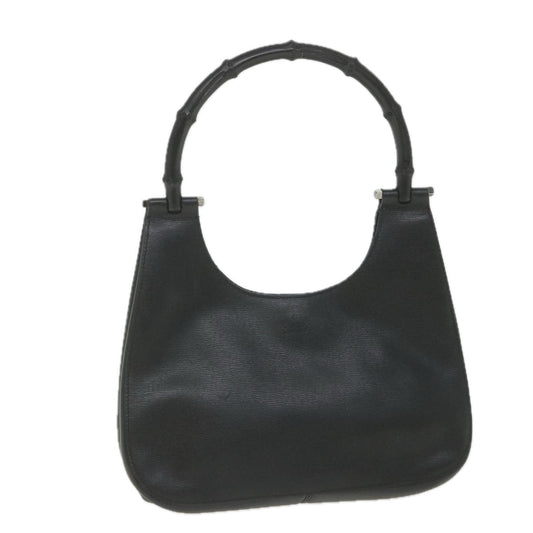 GUCCI Bamboo Shoulder Bag Leather Black  ar10691