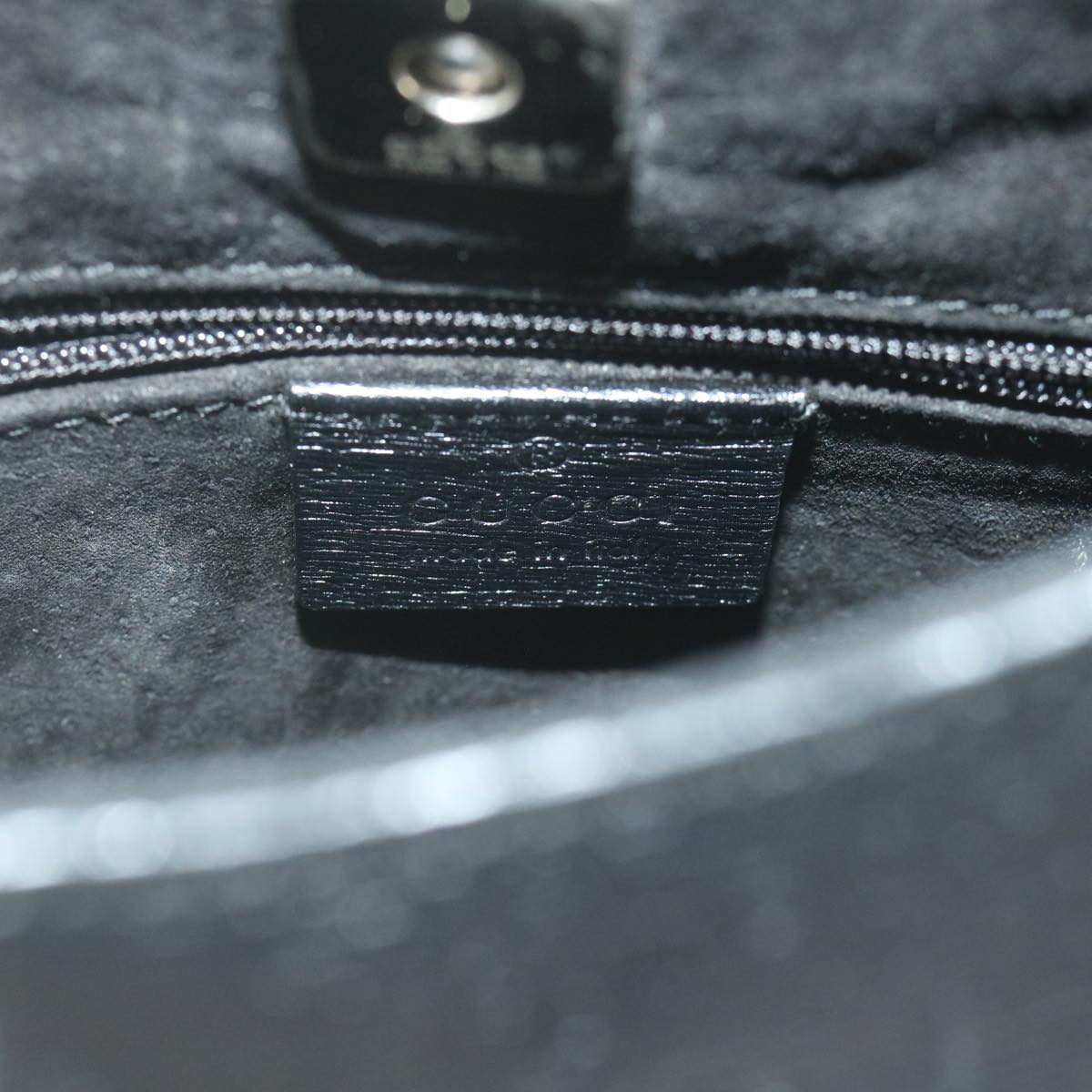 GUCCI Bamboo Shoulder Bag Leather Black  ar10691