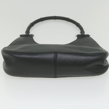 GUCCI Bamboo Shoulder Bag Leather Black  ar10691