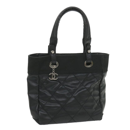 CHANEL Paris Biarritz Tote PM Tote Bag Coated Canvas Black CC ar10719