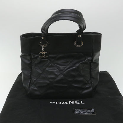 CHANEL Paris Biarritz Tote PM Tote Bag Coated Canvas Black CC ar10719