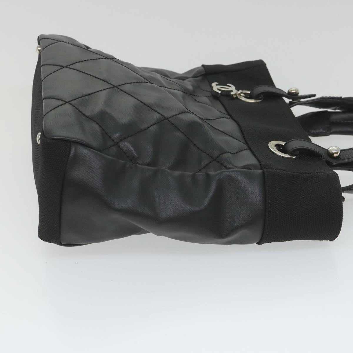 CHANEL Paris Biarritz Tote PM Tote Bag Coated Canvas Black CC ar10719