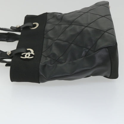 CHANEL Paris Biarritz Tote PM Tote Bag Coated Canvas Black CC ar10719