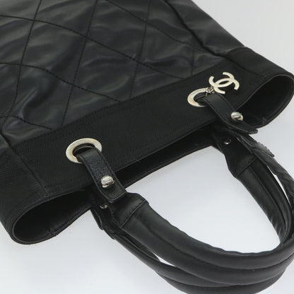 CHANEL Paris Biarritz Tote PM Tote Bag Coated Canvas Black CC ar10719