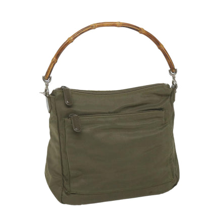 GUCCI Bamboo Shoulder Bag Nylon Khaki 000 0509 200159  ar10785