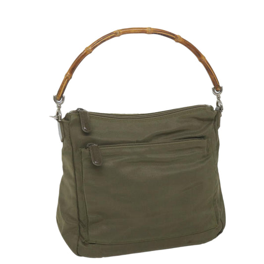 GUCCI Bamboo Shoulder Bag Nylon Khaki 000 0509 200159  ar10785